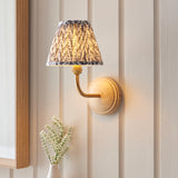 ENDON Wood Arc & Leaf 16cm Pearl grey shade