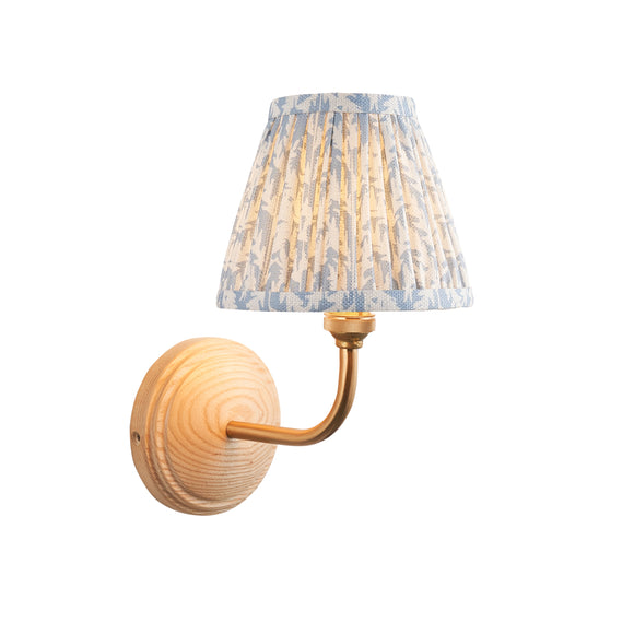 ENDON Wood Arc & Leaf 16cm Shell bay blue shade