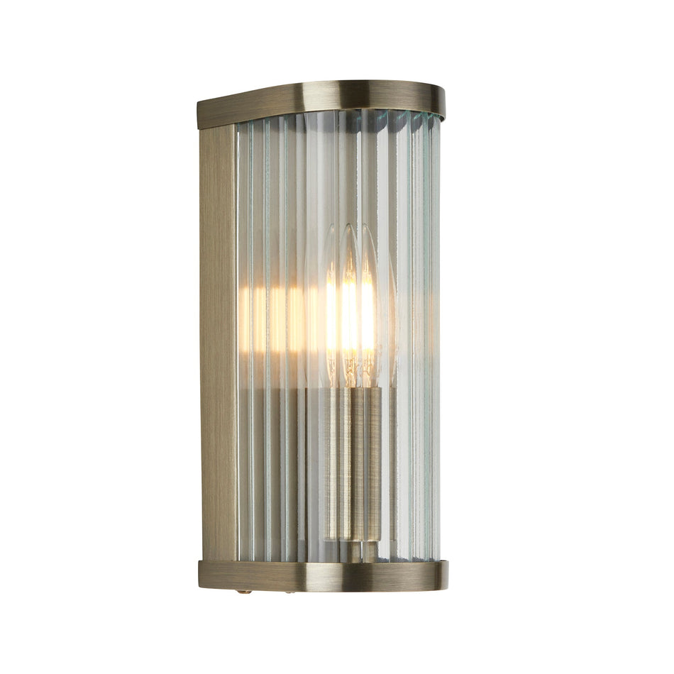 Ridgeton Wall - Antique Brass & Ribbed Shade Glass Wall Light