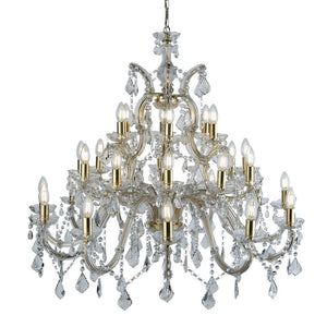 SEARCHLIGHT MARIE THERESE 30Lt Chandelier - Polished Brass Metal & Clear Crystal