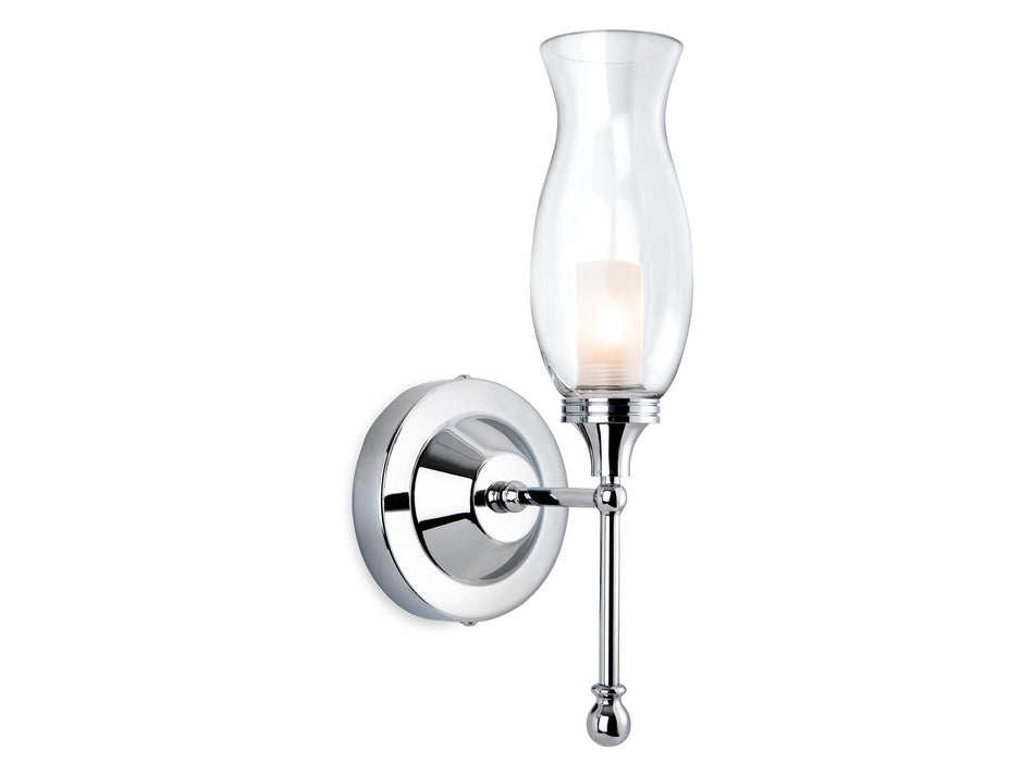 Aston Bathroom Wall Light - Classic Fluted Glass, Chrome with Clear Glass