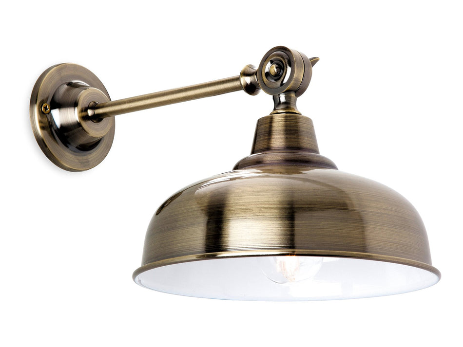 Preston Wall Light - Antique Brass with white Inner Shade