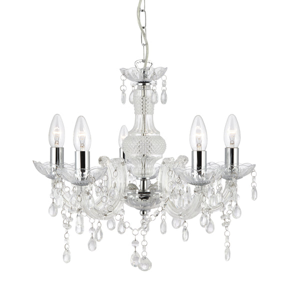 SEARCHLIGHT MARIE THERESE 5Lt Pendant - Clear Gloss Pear Drops & Acrylic