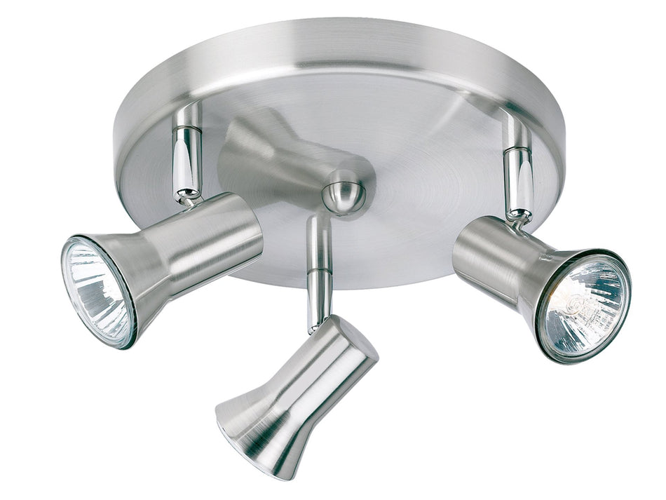 Magnum 3 Spotlight Flush Ceiling Fitting - Brushed Steel, Directional Light