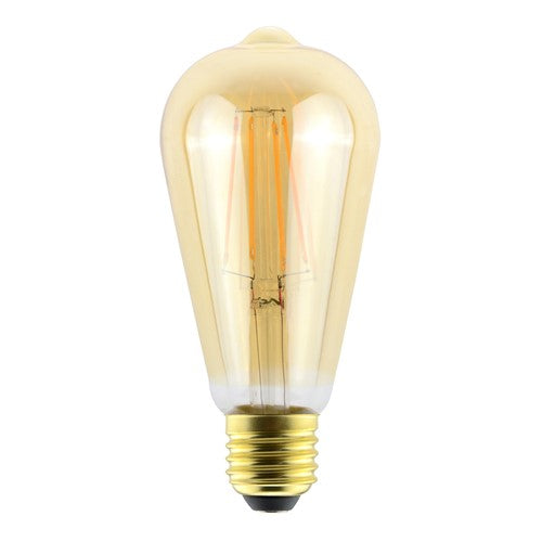 Retro Vintage LED Filament Squirrel Lamp - E27, 2200K Very Warm White, Amber Glass