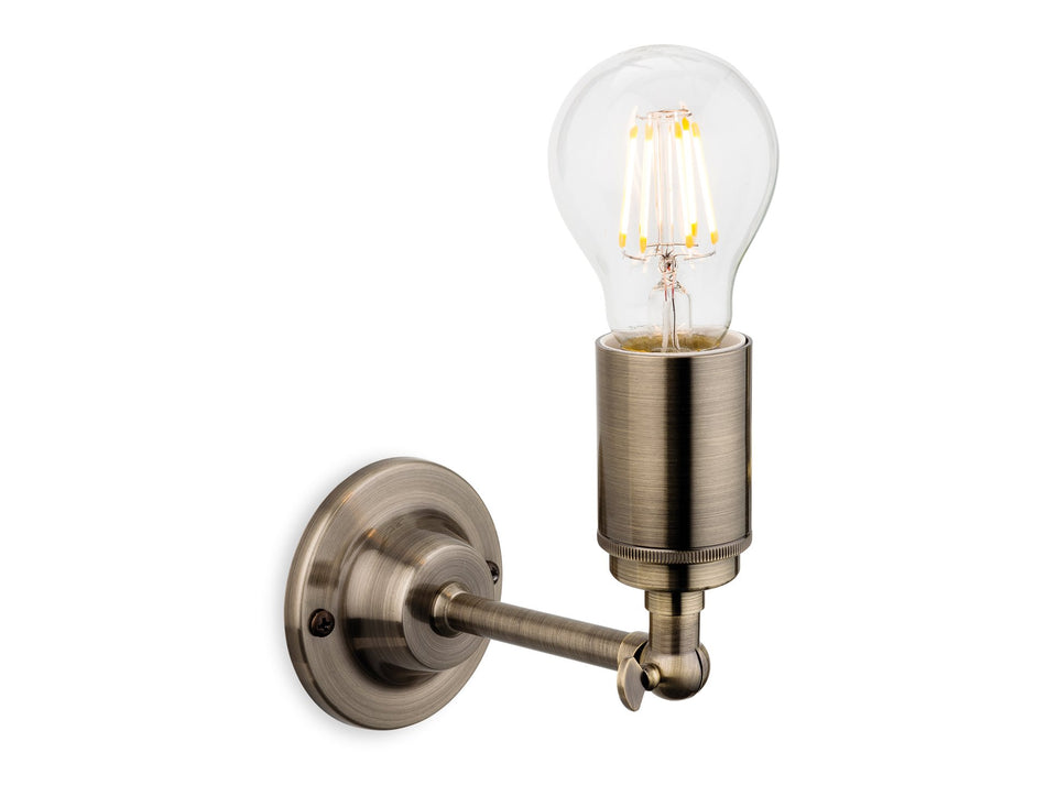 Indy Wall Light - Retro Style, Adjustable Head in Antique Brass