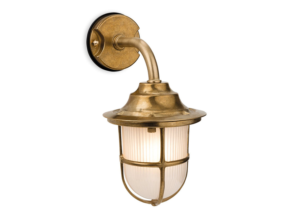 Nautic Wall Outdoor Light - Traditional Solid Brass with Caged Glass Protector