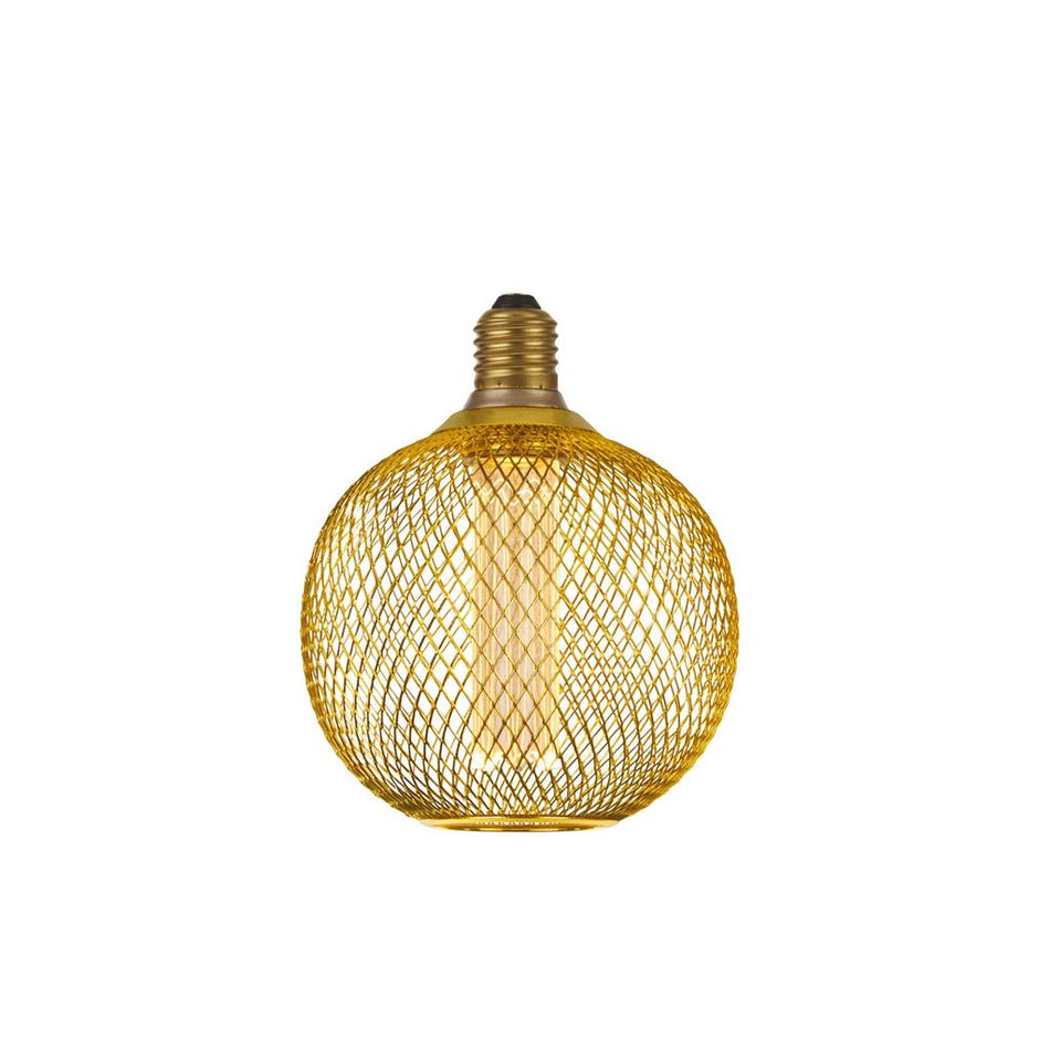 SEARCHLIGHT WIRE MESH EFFECT GLOBE LAMP - GOLD METAL