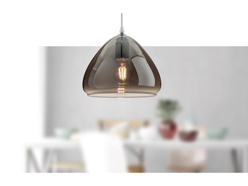 Willis Pendant - Smoked Glass & Chrome