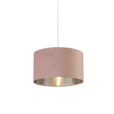 38cm Drum Shade with Silver Inner - Pink or Taupe Velvet
