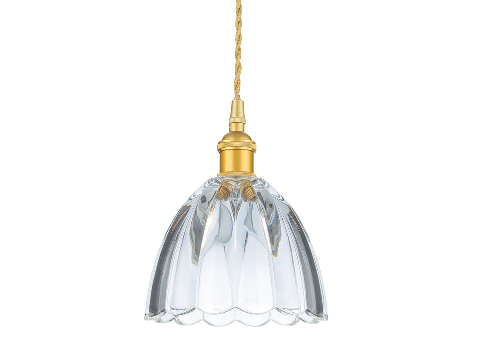Wilshire Pendant - Satin Gold with Clear Decorative Glass - 150mm