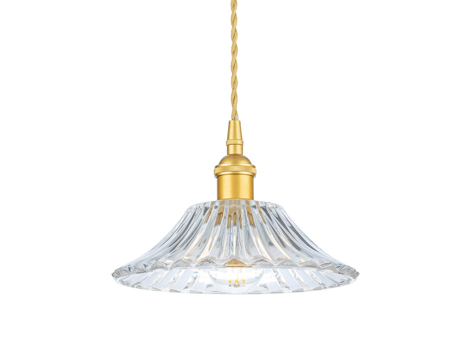 Wilshire Pendant - Satin Gold with Clear Decorative Glass - 190mm