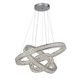 SEARCHLIGHT BANDS 3 TIER Pendant - Chrome Metal & Clear Crystal