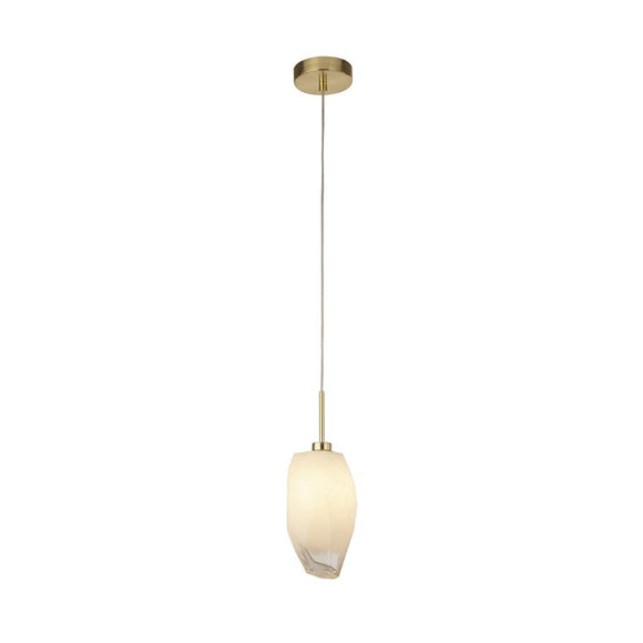 SEARCHLIGHT Rocky 1Lt Pendant, Satin Brass Metal & Glass