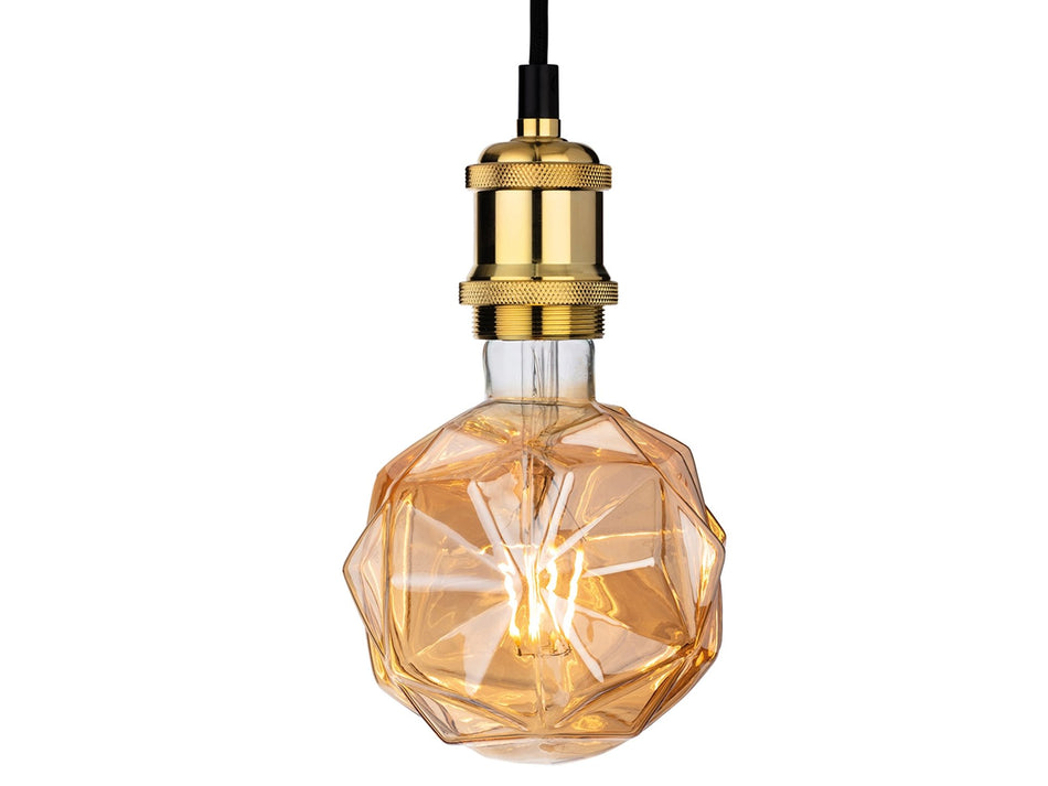LED Decorative Lamp - Amber Glass, E27, 2700K, Very Warm White, 450lm