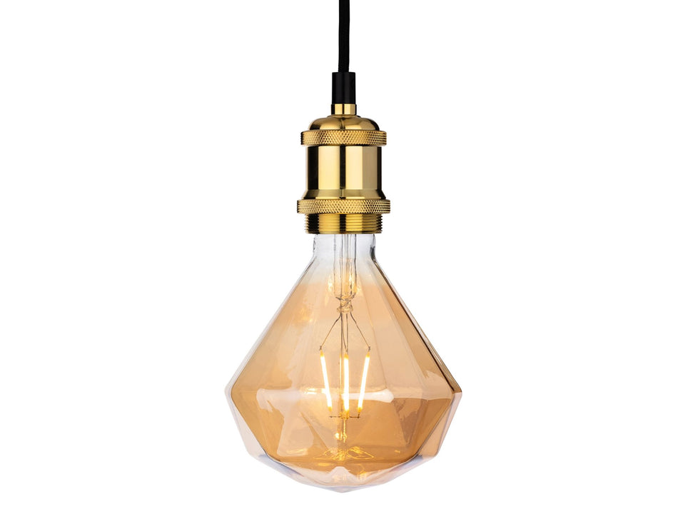 LED Decorative Lamp - Amber Glass, E27, 2700K, Very Warm White, 450lm