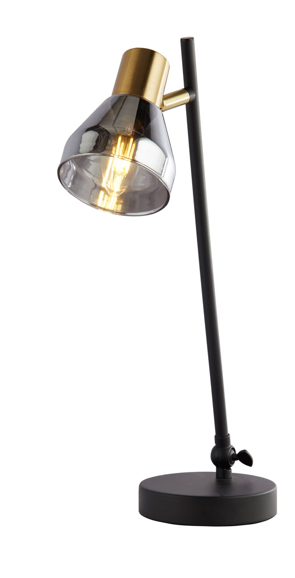 SEARCHLIGHT WESTMINSTER Table Lamp - Black Satin Brass Metal & Smoked Glass