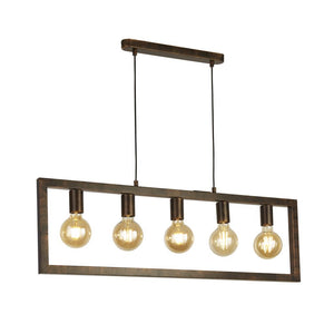 SEARCHLIGHT OBLONG 5LT PENDANT - RUSTIC BROWN METAL