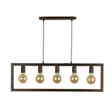 SEARCHLIGHT OBLONG 5LT PENDANT - RUSTIC BROWN METAL