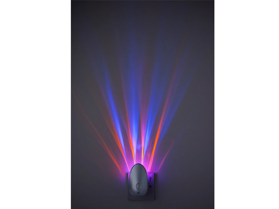 LED Projector Night Light - Silver with RGB LED & Dawn Photo Sensor