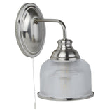 SEARCHLIGHT BISTRO II Wall Light - Satin Silver & Holophane Style Glass