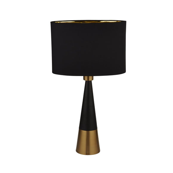 SEARCHLIGHT Chloe Table Lamp - Antique Copper & Oval Black Shade