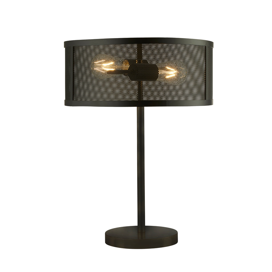 FISHNET 2Lt Table Lamp - Matt Black Metal & Mesh Shade