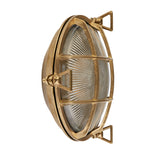 SEARCHLIGHT BULKHEAD Outdoor Wall/ Ceiling Light - Solid Brass Metal & Clear Ribbed Glass