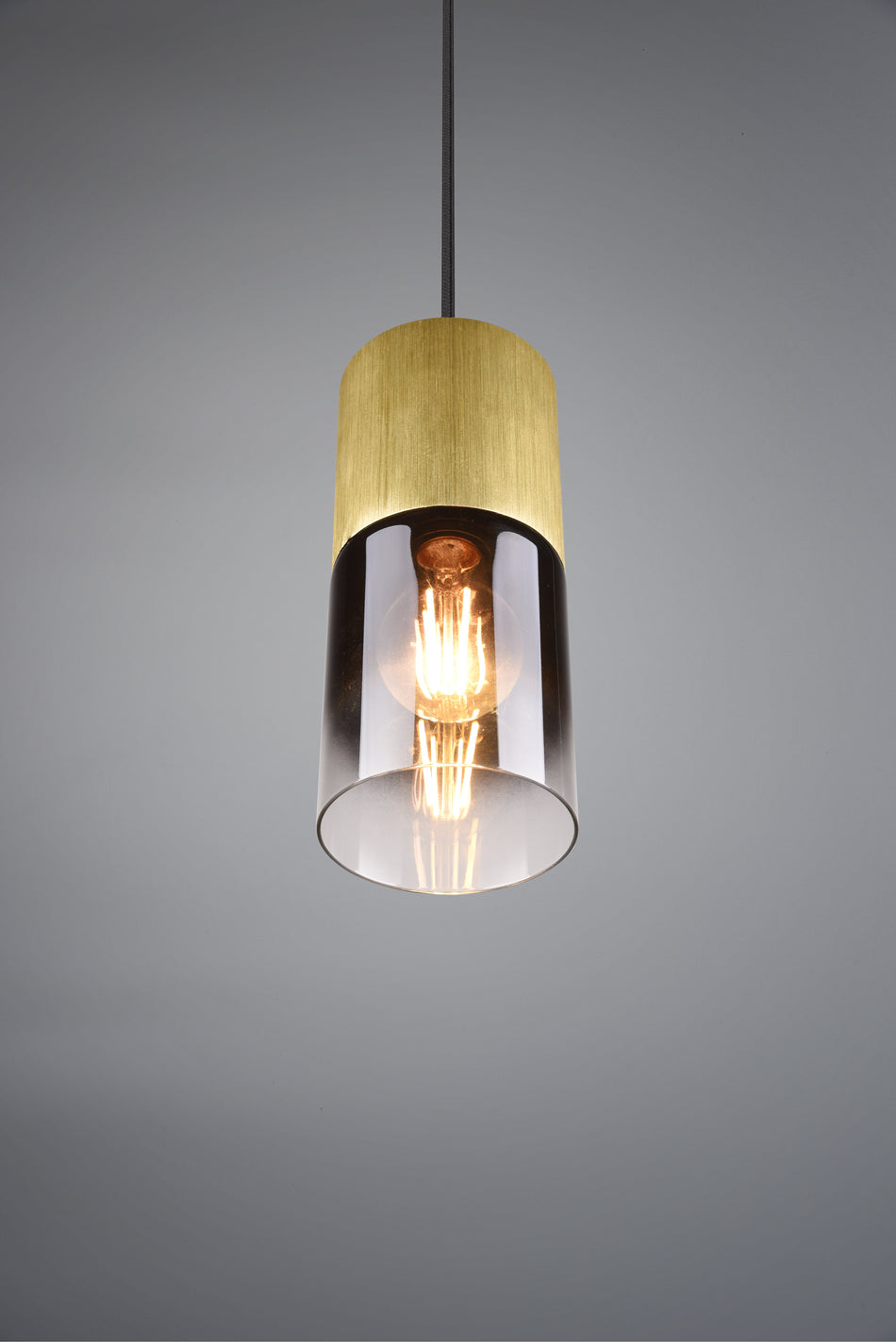 Pendant Light - Matt Brass & Smoked Glass