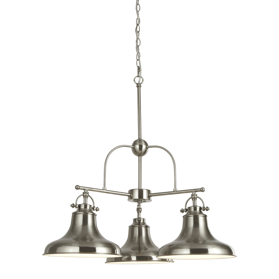 SEARCHLIGHT DALLAS 3Lt Pendant - Satin Silver Metal