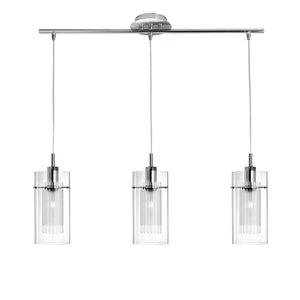 SEARCHLIGHT Duo I 3Lt Bar Pendant - Chrome Metal & Double Glass
