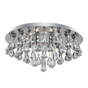 SEARCHLIGHT HANNA 6Lt Flush - Chrome Metal & Clear Crystal