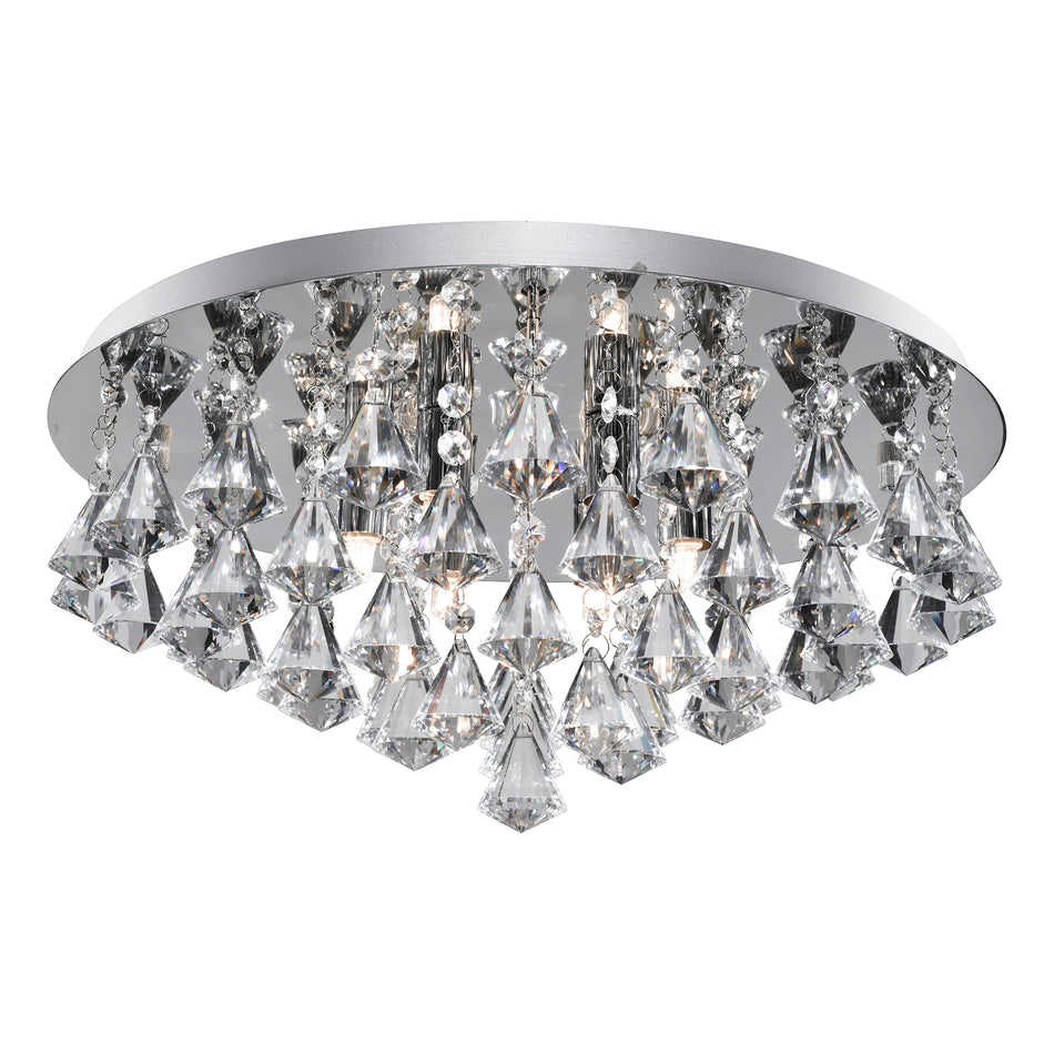 SEARCHLIGHT HANNA 8Lt Flush - Chrome Metal & Clear Crystal