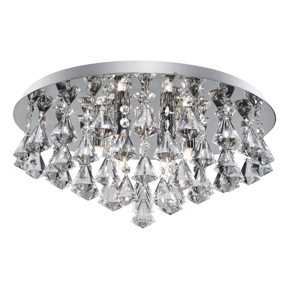 SEARCHLIGHT HANNA 8Lt Flush - Chrome Metal & Clear Crystal