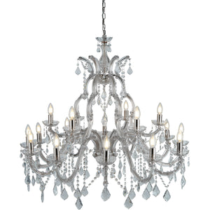 SEARCHLIGHT MARIE THERESE 18Lt Chandelier - Chrome Metal & Clear Crystal