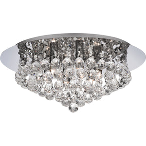 SEARCHLIGHT HANNA 6Lt Flush - Chrome Metal & Clear Crystal