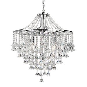 SEARCHLIGHT DORCHESTER 5Lt Pendant - Chrome Metal & Clear Crystal