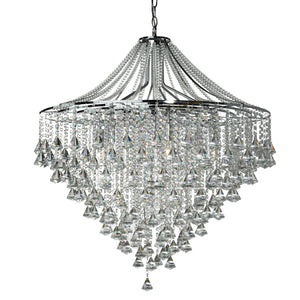 SEARCHLIGHT DORCHESTER 7Lt Pendant - Chrome Metal & Clear Crystal