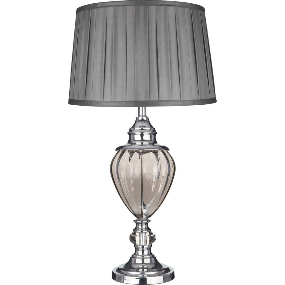 GREYSON Table Lamp - Chrome Metal with Smoked Glass & Pewter Shade