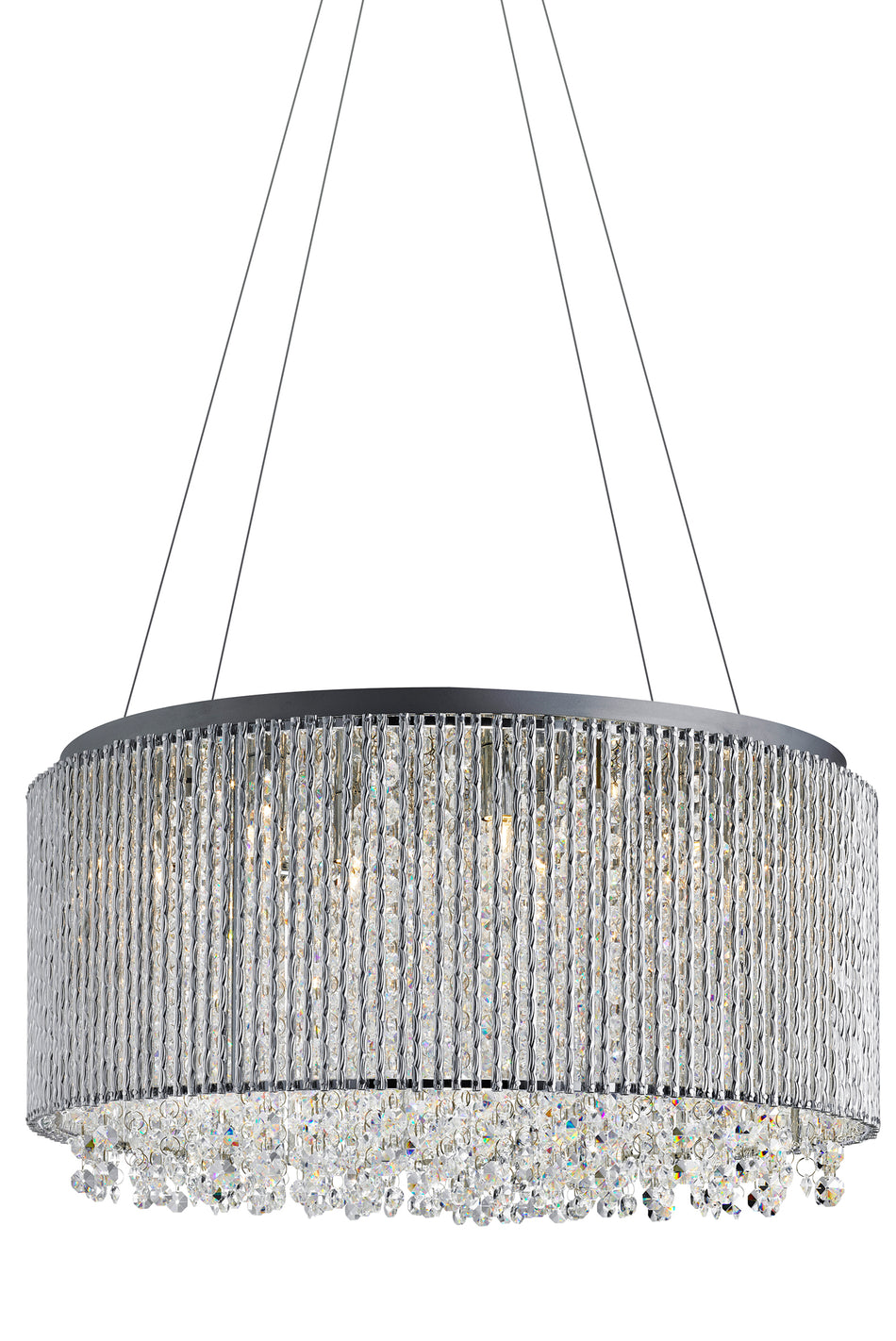 ELISE II 8Lt Pendant - Chrome Metal, Clear Crystal & Diamond Cut Rods