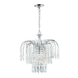 SEARCHLIGHT WATERFALL 3Lt Pendant - Chrome Metal & Crystal