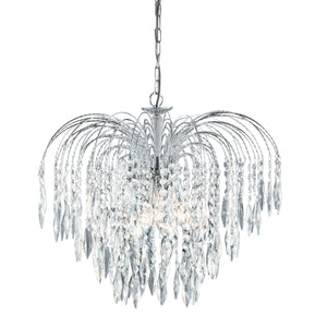 SEARCHLIGHT WATERFALL 5Lt Pendant - Chrome Metal & Crystal