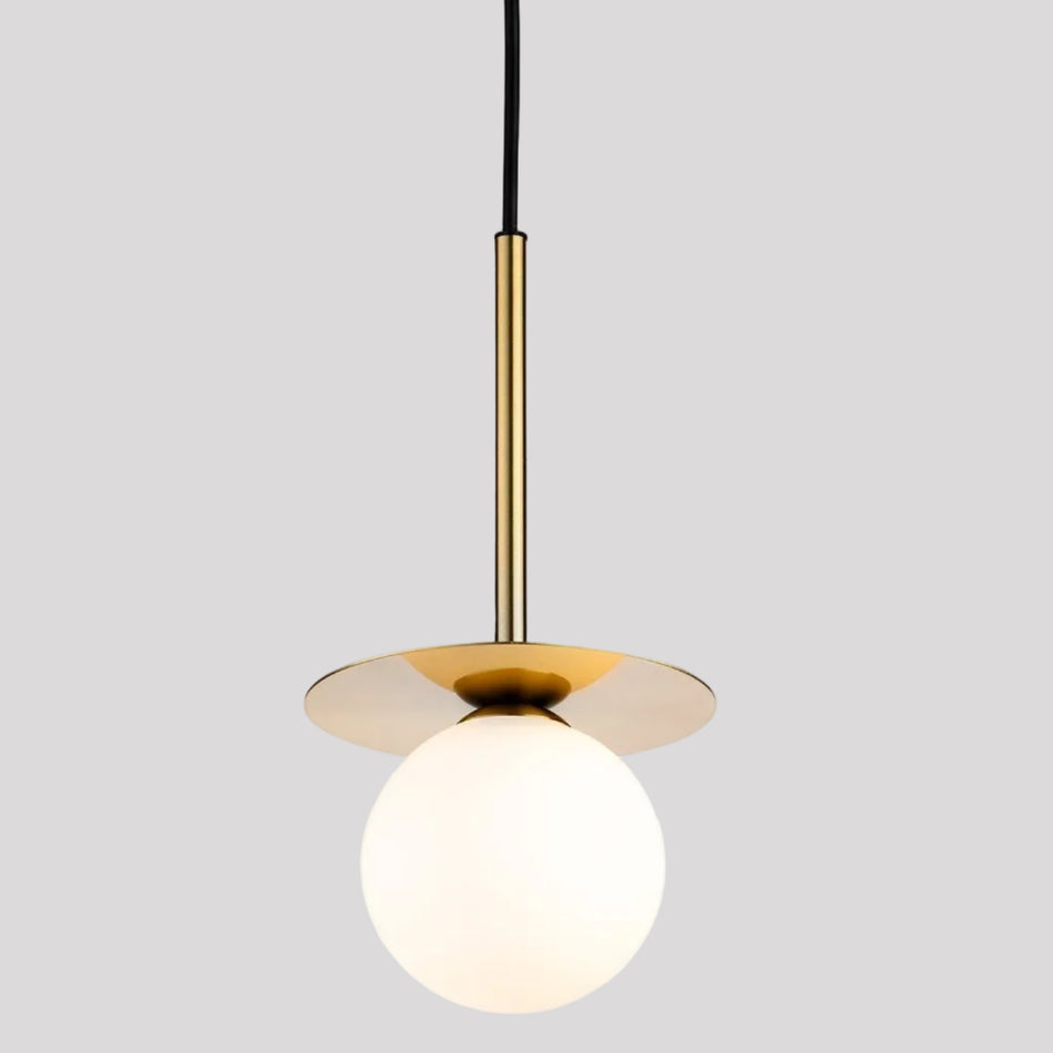 Jules Pendant in Brushed Brass with Opal White Glass