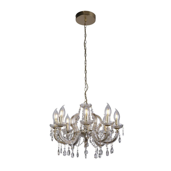 SEARCHLIGHT Utah Outdoor 8Lt Pendant - Gold & Crystal