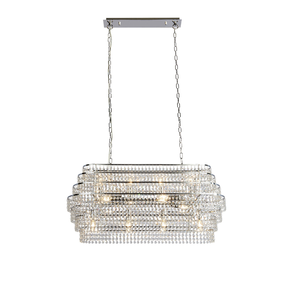 RENE 12Lt Pendant - Chrome Metal & Clear Crystal