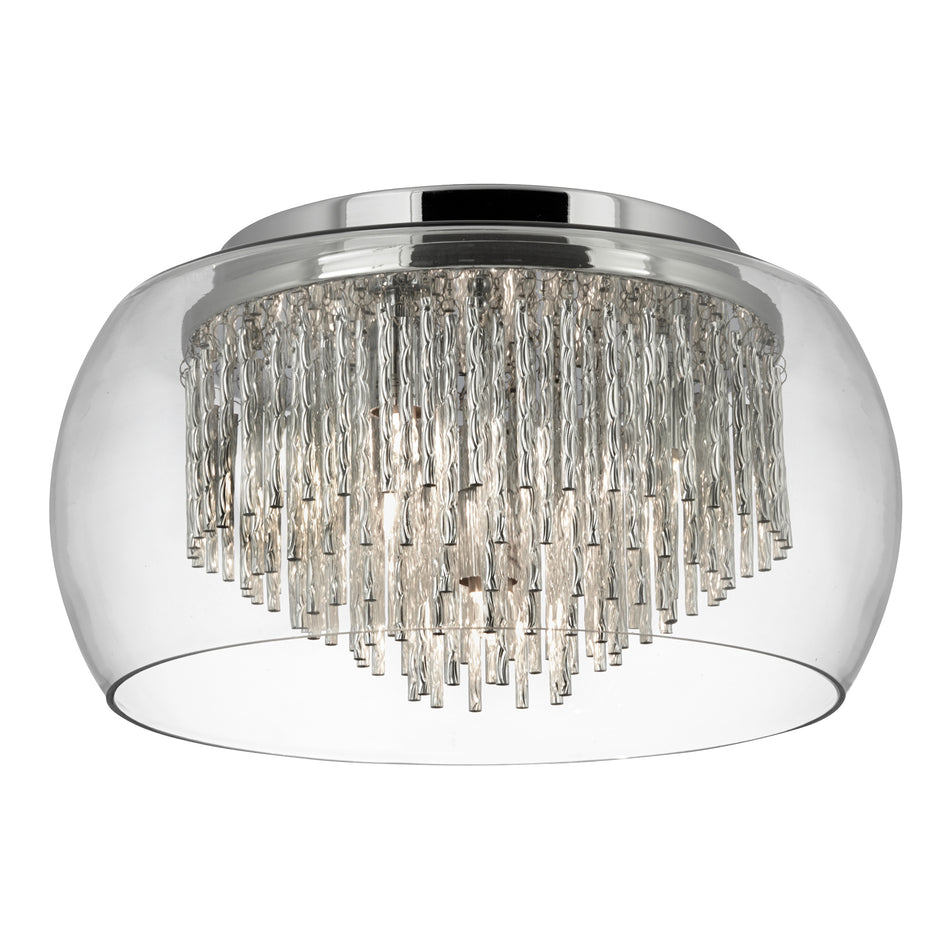SEARCHLIGHT CURVA 4Lt Flush - Chrome Metal, Clear Crystal & Diamond Cut Rods