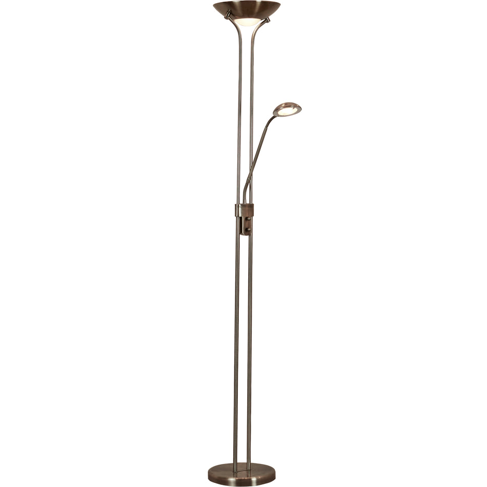 MOTHER & CHILD Floor Lamp - Antique Brass Metal & Glass