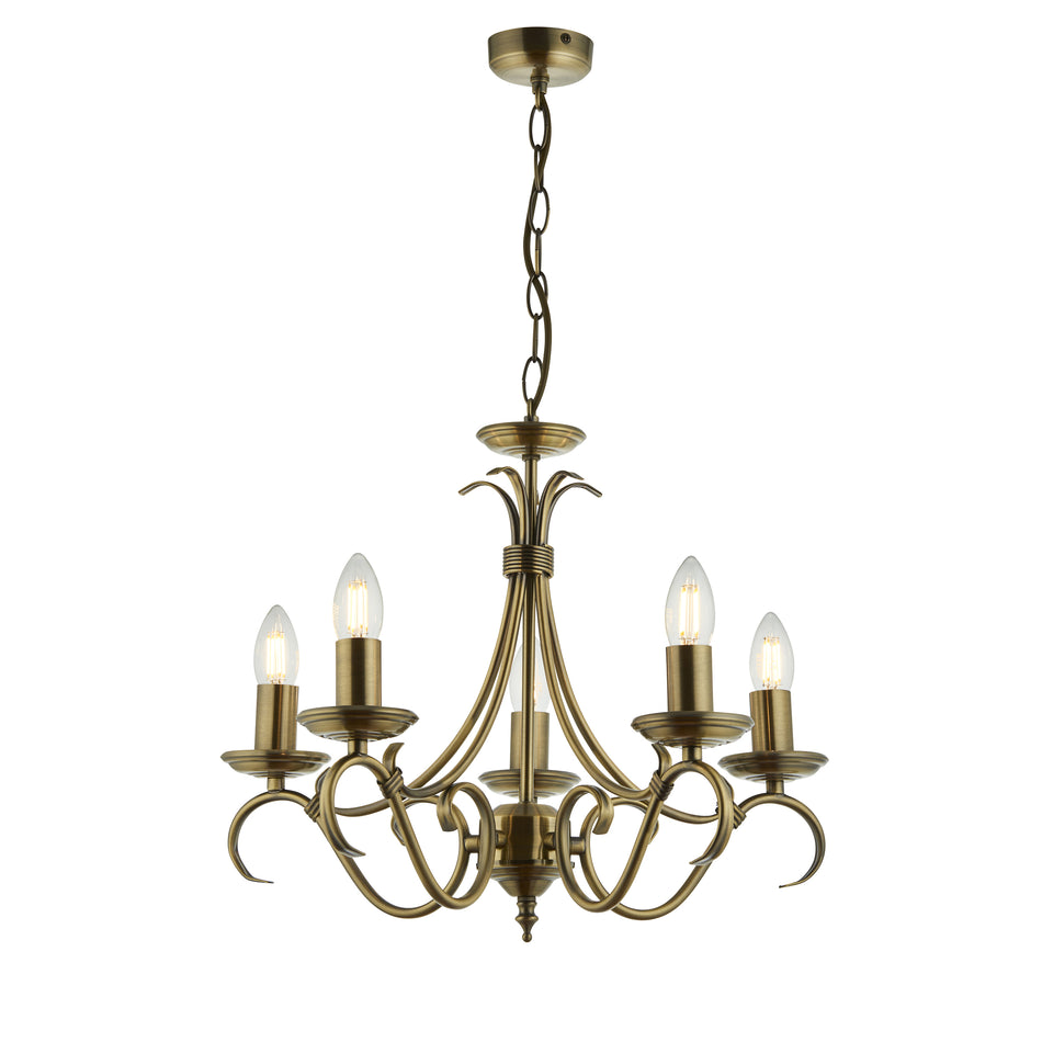 Bernice 5lt Pendant - Antique Brass