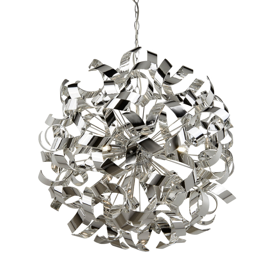 SEARCHLIGHT CURLS 6Lt Pendant - Chrome Metal