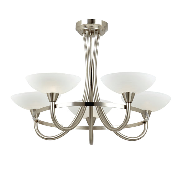 ENDON Cagney 5Lt Semi Flush - Satin Chrome